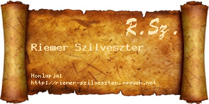 Riemer Szilveszter névjegykártya